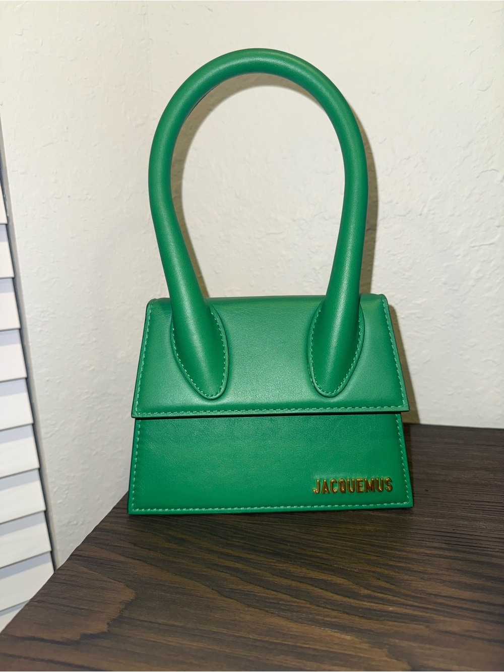 Jacquemus Green Le Chiquito Moyen Top-Handle Bag with Gold Logo